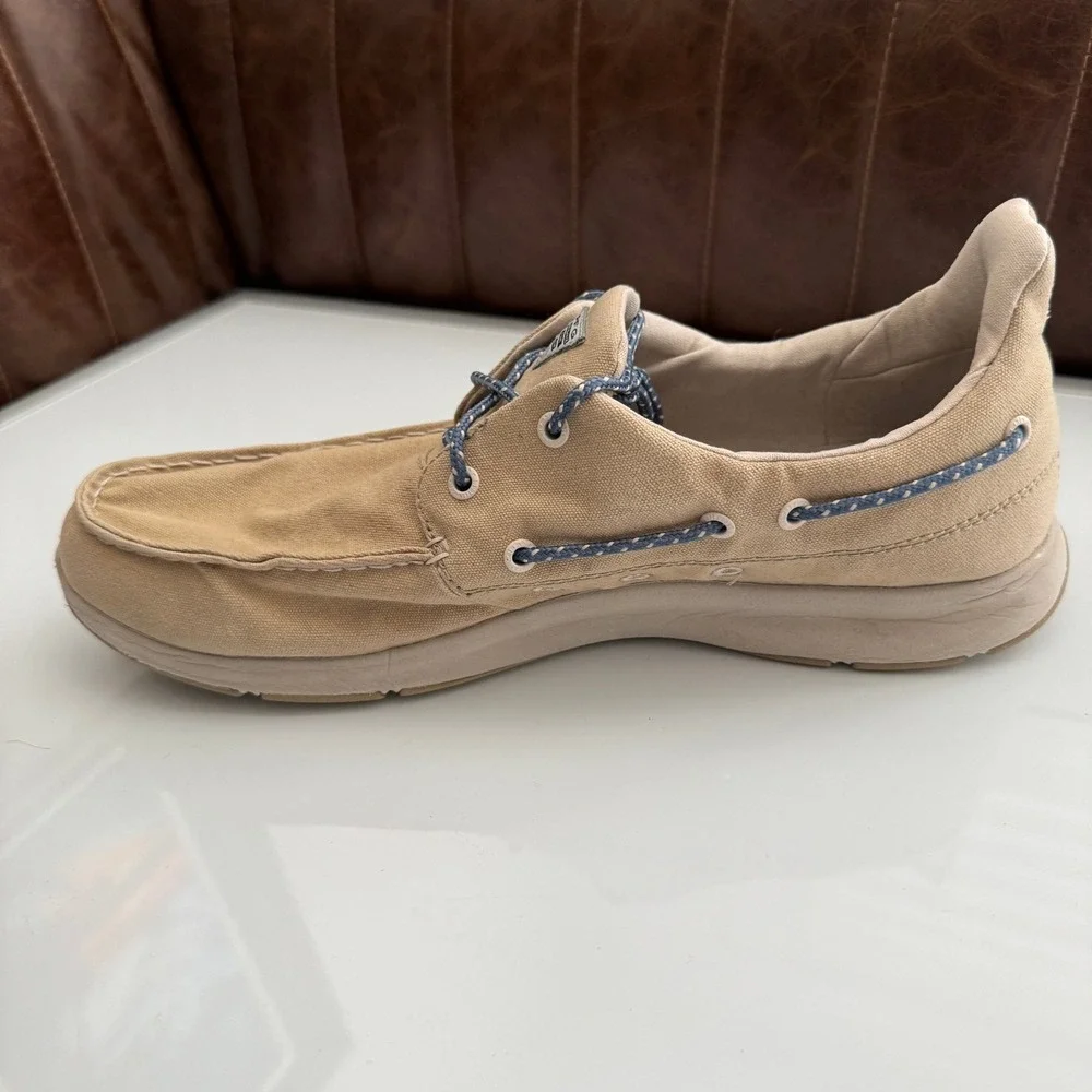 Columbia PFG‎ Boat Shoes Tan Canvas Lace Up Performance Fishing Gear Men Size 14